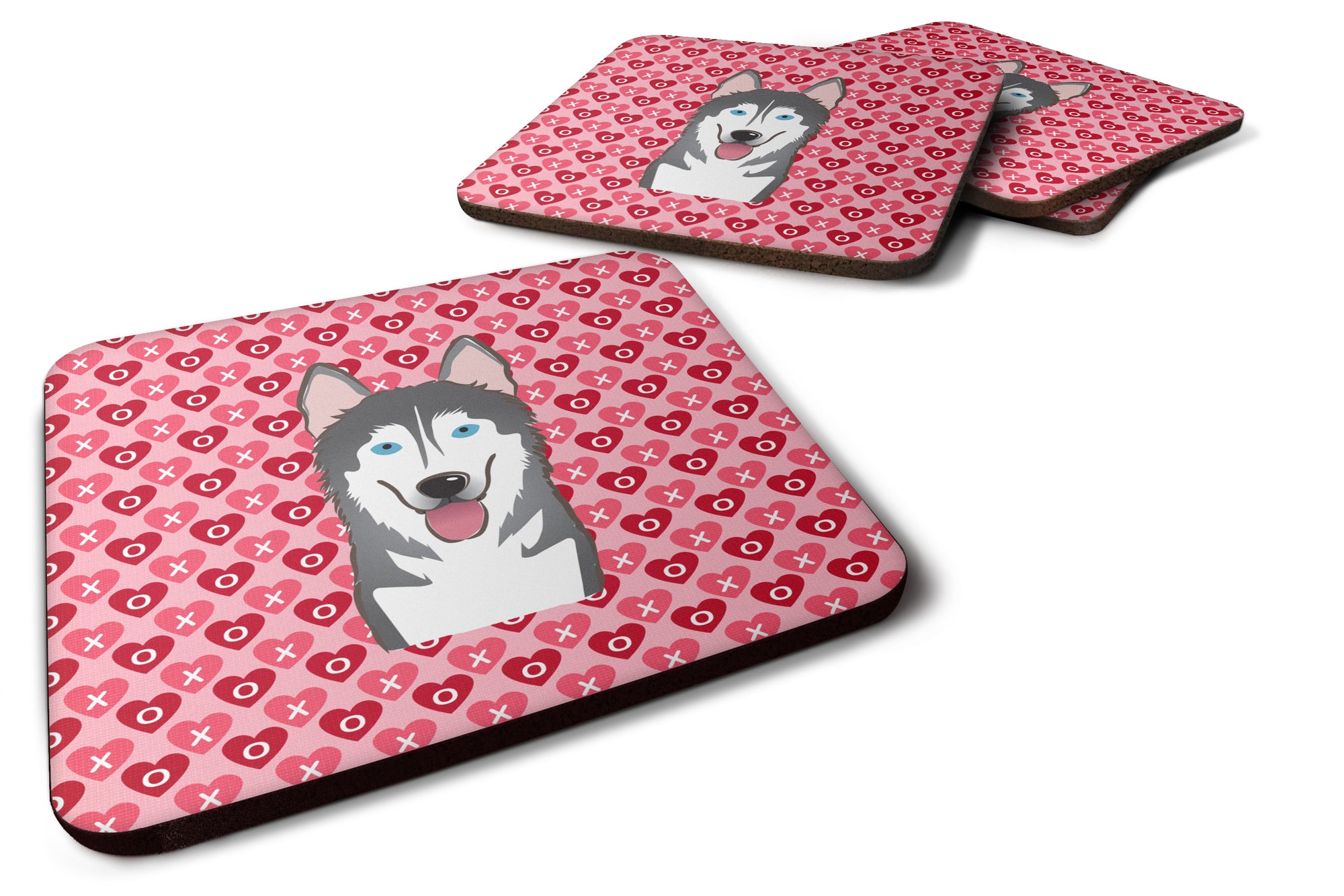 Alaskan Malamute Hearts Foam Coaster Set of 4 BB5288FC - the-store.com