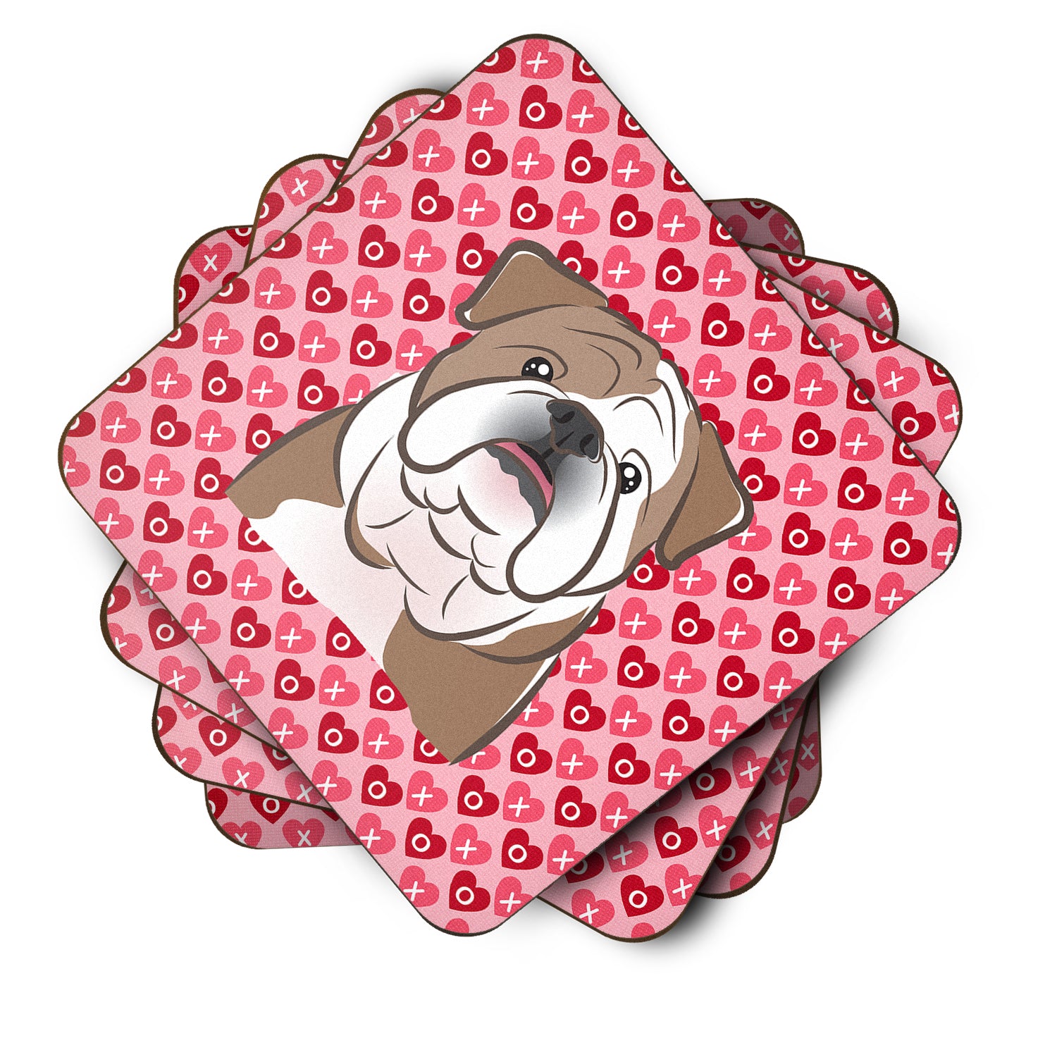 English Bulldog  Hearts Foam Coaster Set of 4 BB5289FC - the-store.com