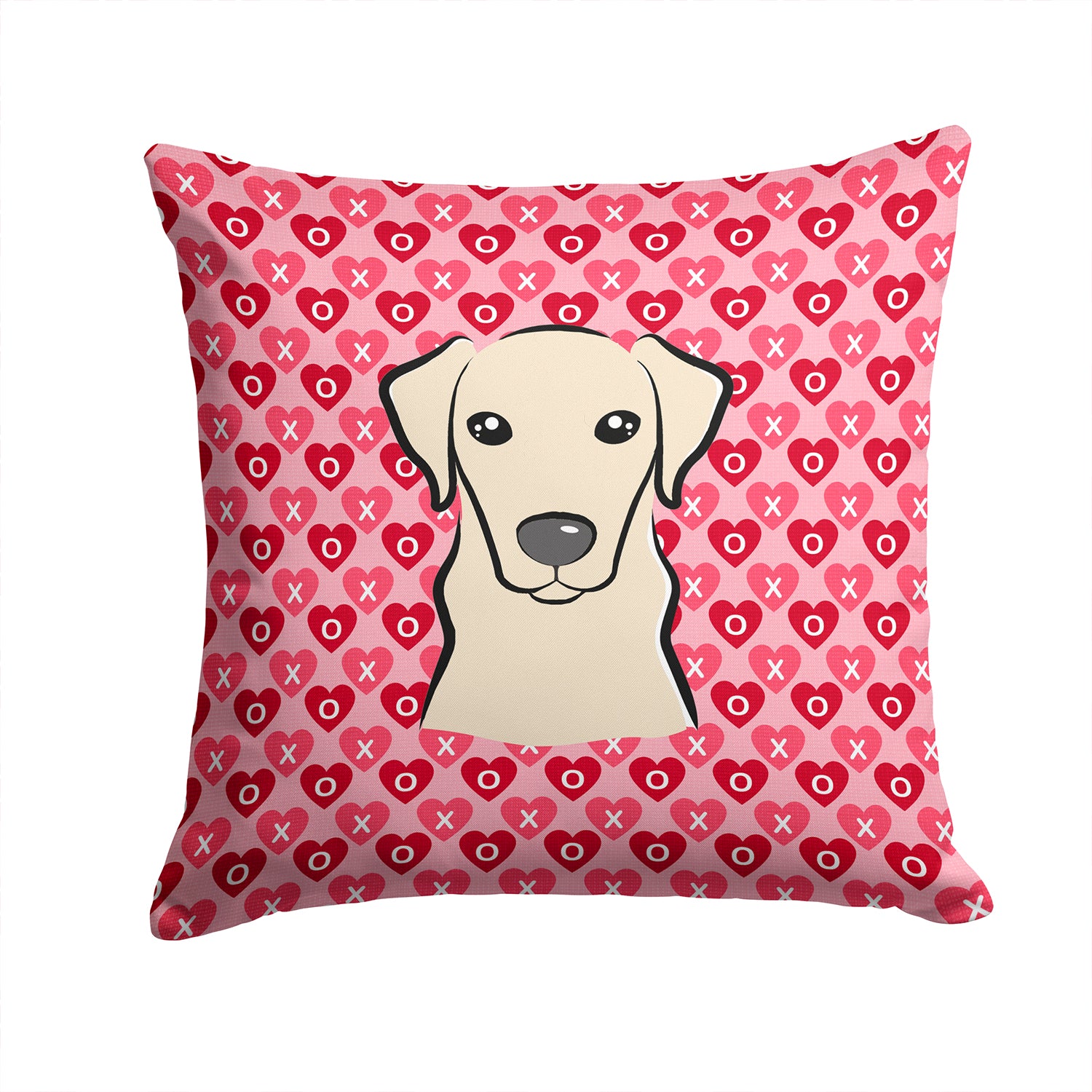 Yellow Labrador Hearts Fabric Decorative Pillow BB5292PW1414 - the-store.com