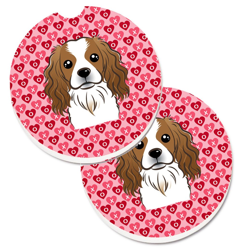 Cavalier Spaniel Hearts Set of 2 Cup Holder Car Coasters BB5294CARC by Caroline&#39;s Treasures