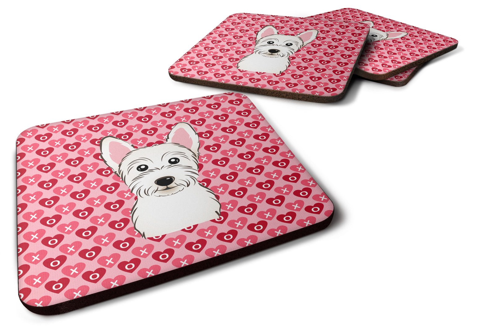 Westie Hearts Foam Coaster Set of 4 BB5296FC - the-store.com