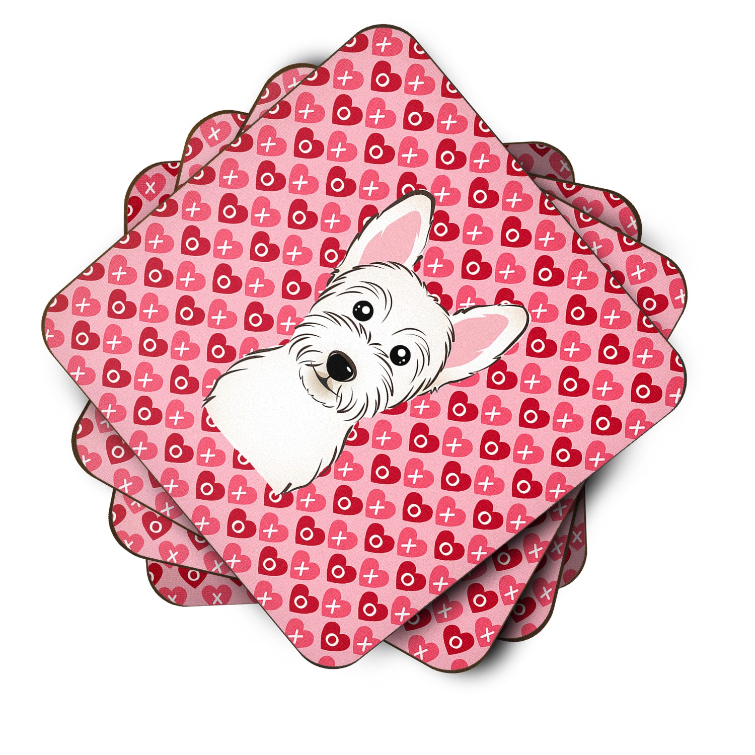 Westie Hearts Foam Coaster Set of 4 BB5296FC - the-store.com