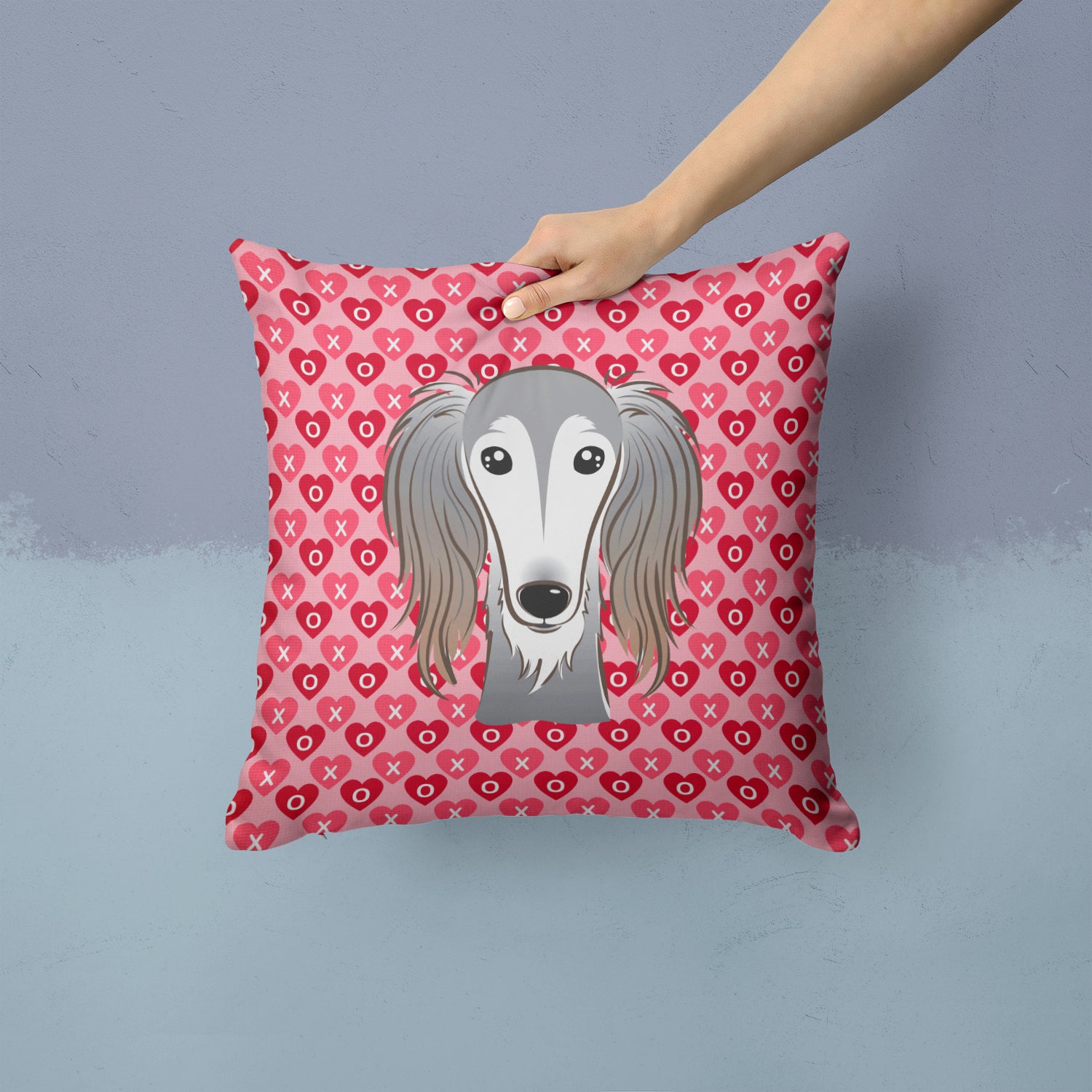 Saluki Hearts Fabric Decorative Pillow BB5299PW1414 - the-store.com