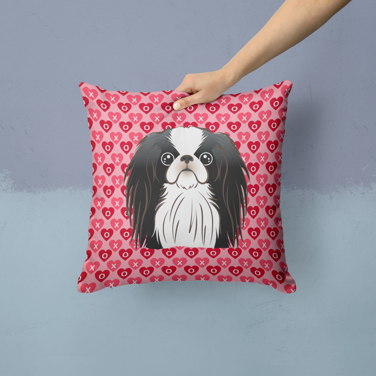 Japanese Chin Hearts Fabric Decorative Pillow BB5300PW1414 - the-store.com