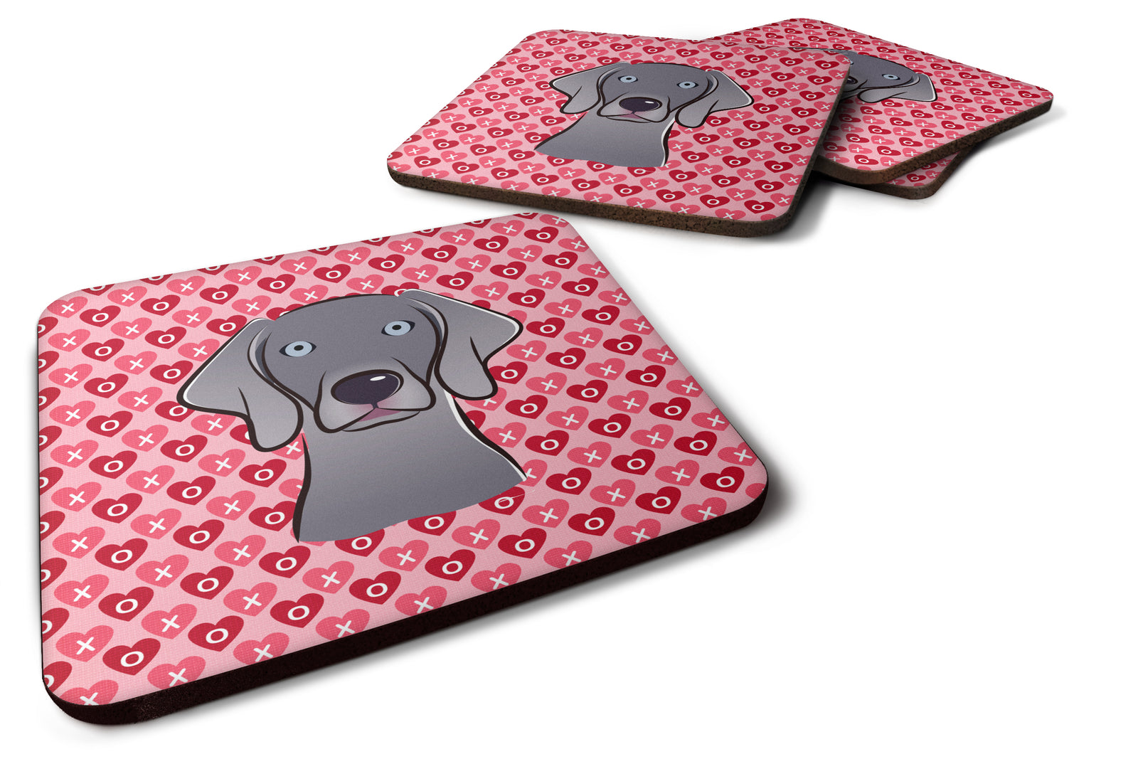 Weimaraner Hearts Foam Coaster Set of 4 BB5301FC - the-store.com