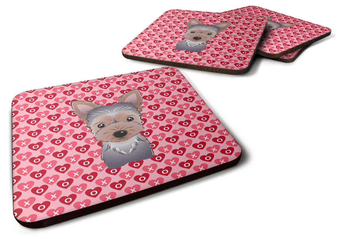 Yorkie Puppy Hearts Foam Coaster Set of 4 BB5302FC - the-store.com