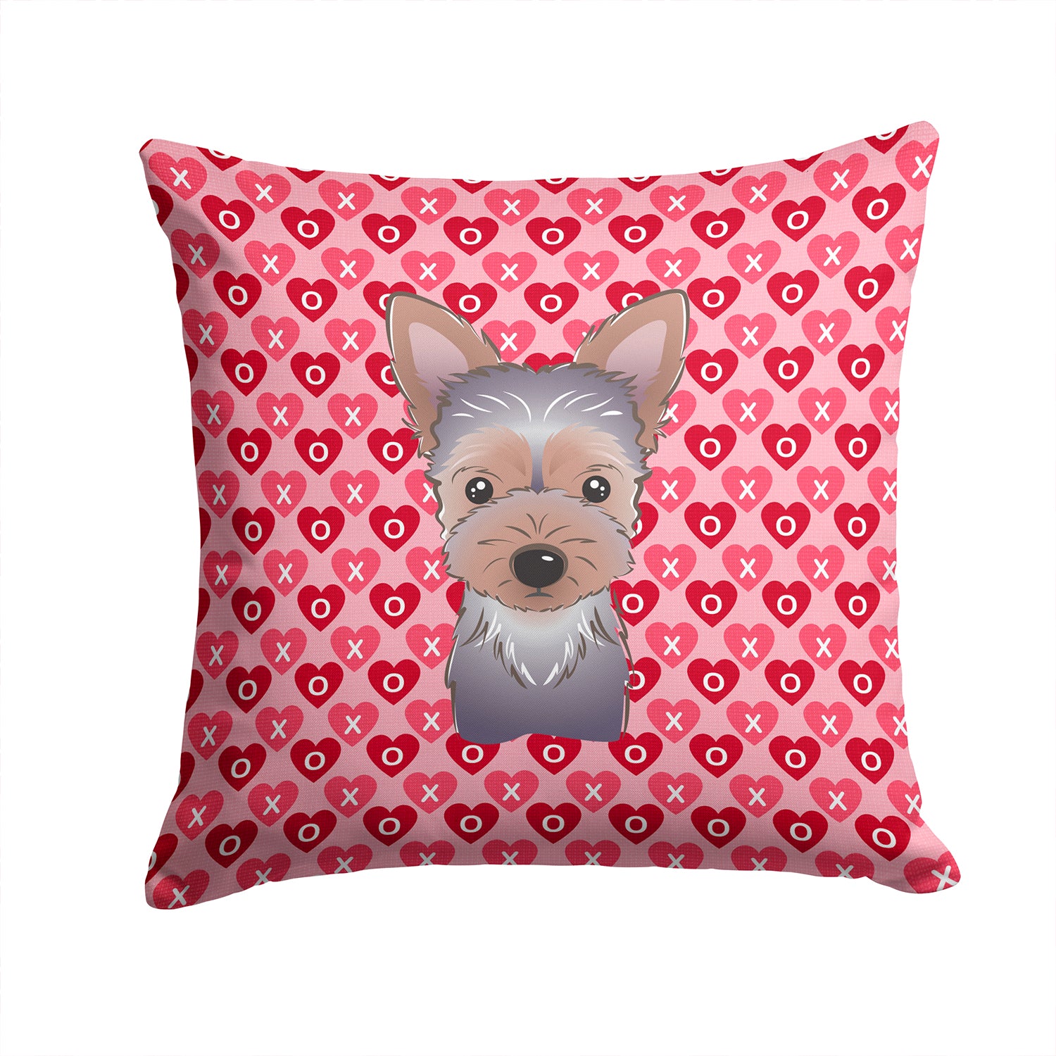 Yorkie Puppy Hearts Fabric Decorative Pillow BB5302PW1414 - the-store.com