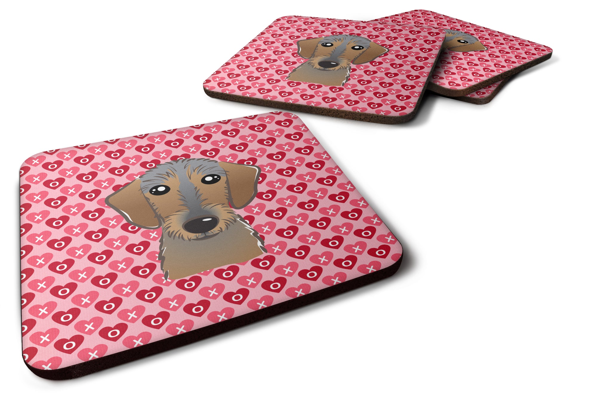 Wirehaired Dachshund Hearts Foam Coaster Set of 4 BB5303FC - the-store.com