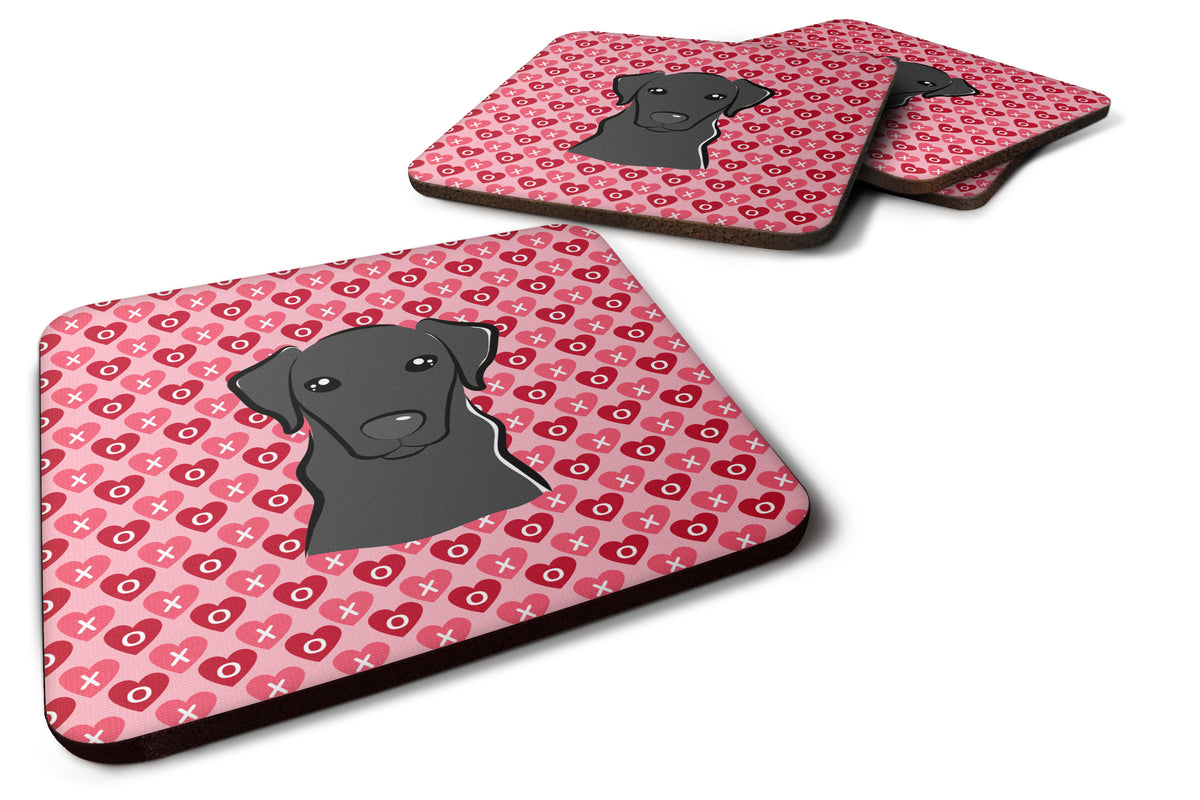 Black Labrador Hearts Foam Coaster Set of 4 BB5305FC - the-store.com