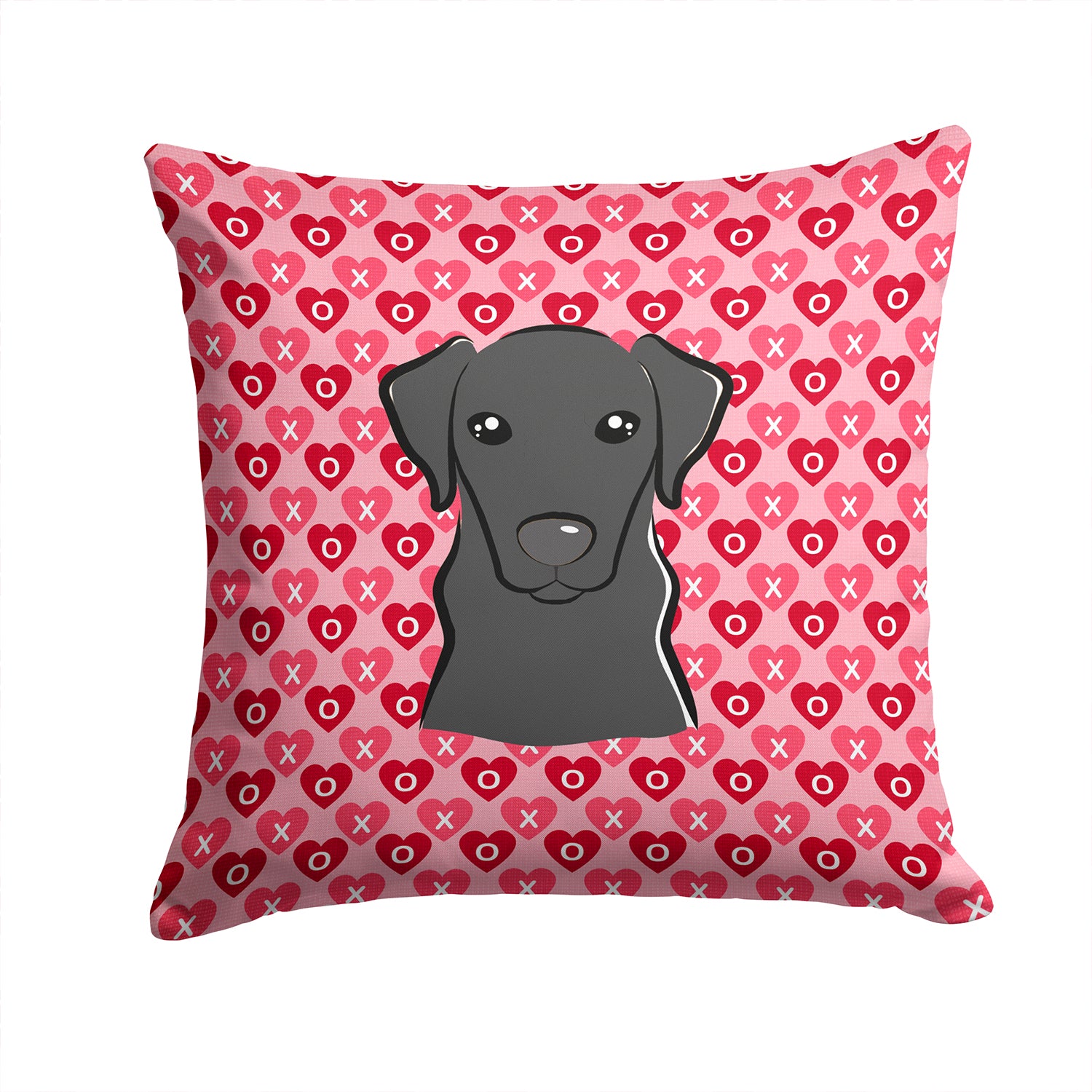 Black Labrador Hearts Fabric Decorative Pillow BB5305PW1414 - the-store.com