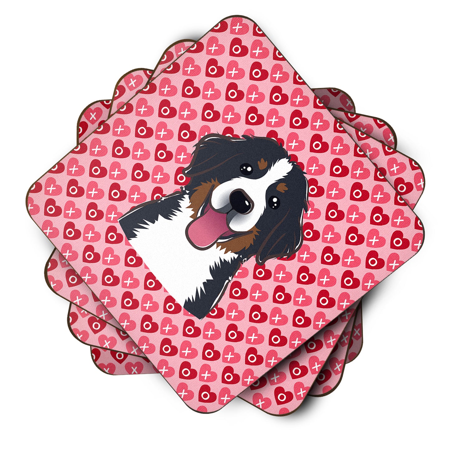 Bernese Mountain Dog Hearts Foam Coaster Set of 4 BB5307FC - the-store.com