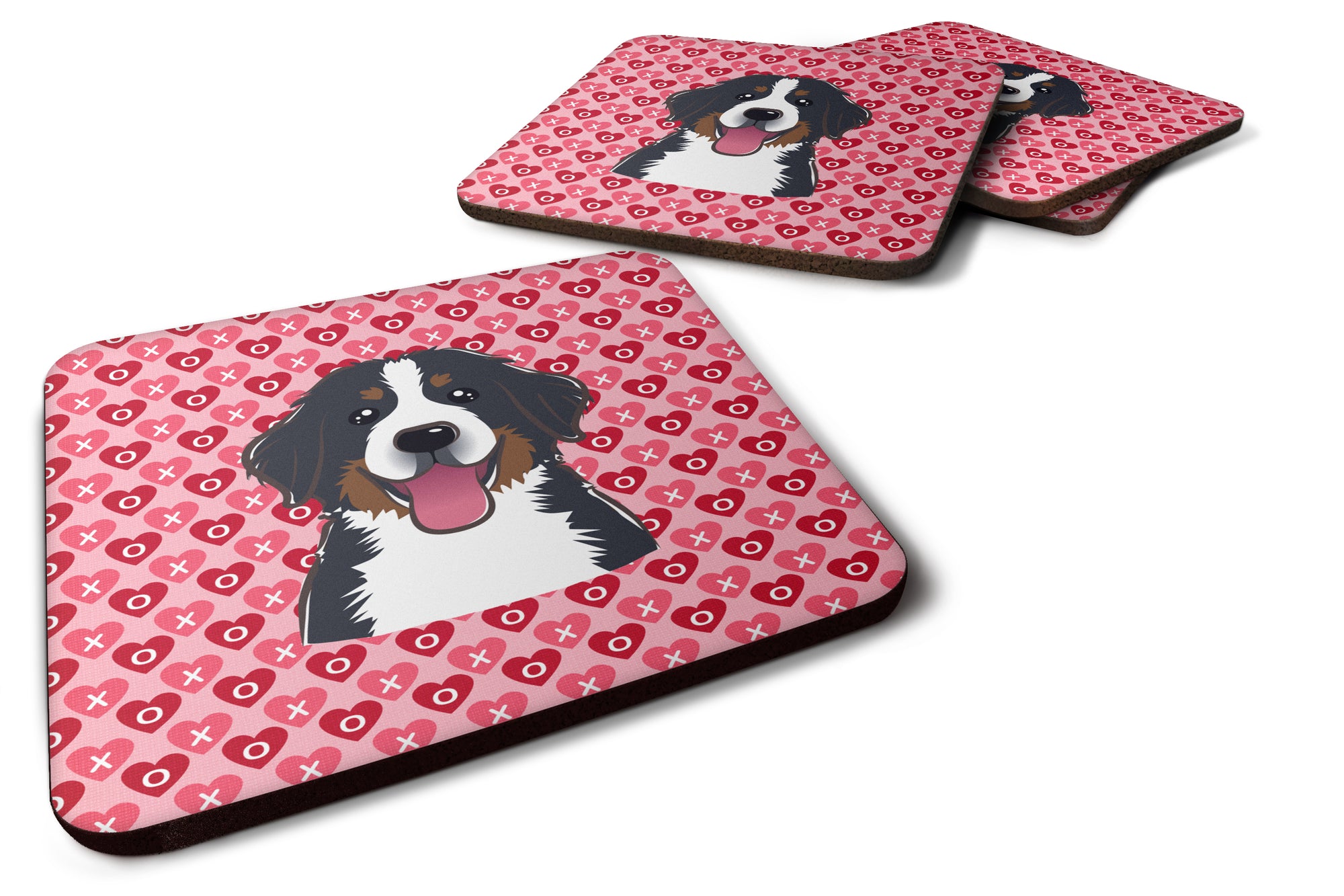 Bernese Mountain Dog Hearts Foam Coaster Set of 4 BB5307FC - the-store.com