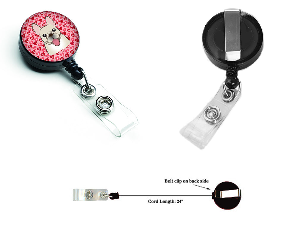 French Bulldog Hearts Retractable Badge Reel BB5308BR  the-store.com.