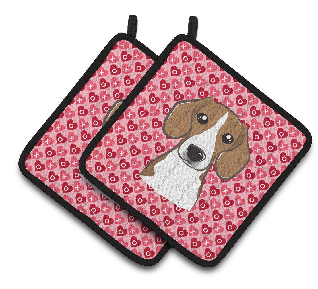 Beagle Hearts Pair of Pot Holders BB5309PTHD by Caroline&#39;s Treasures