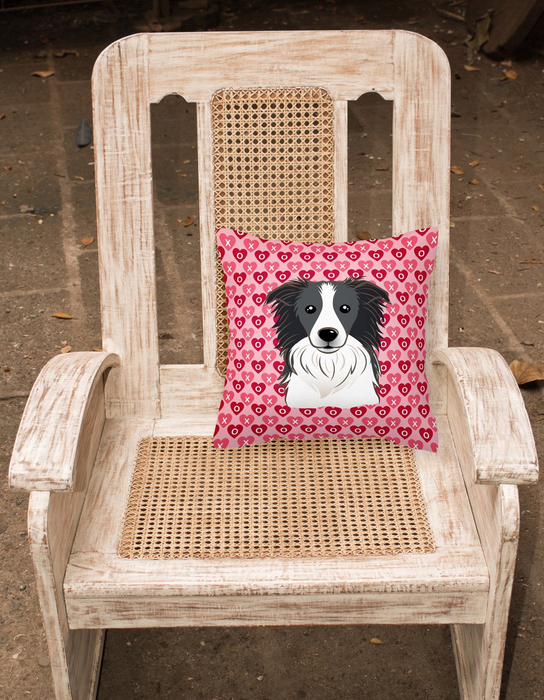 Border Collie Hearts Fabric Decorative Pillow BB5311PW1818 by Caroline's Treasures