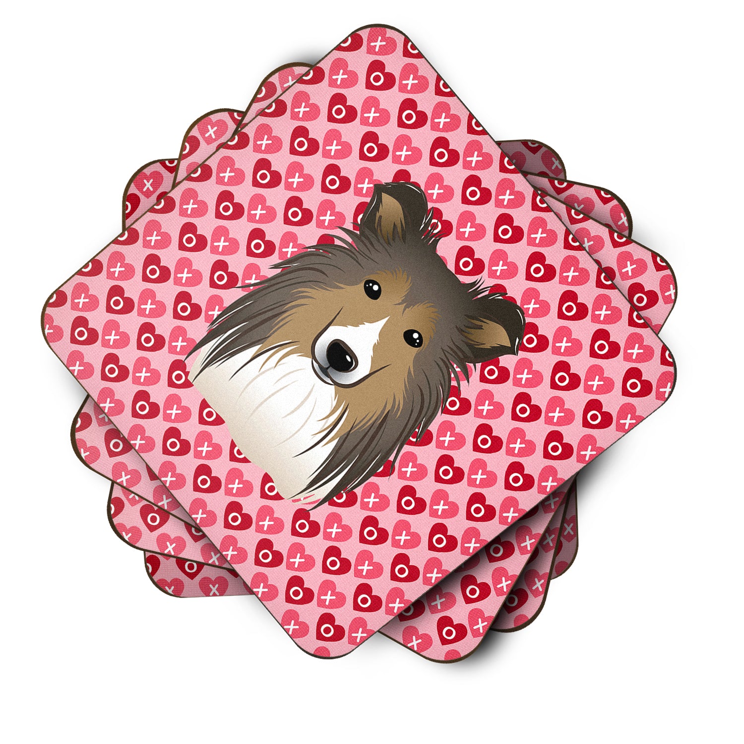 Sheltie Hearts Foam Coaster Set of 4 BB5312FC - the-store.com