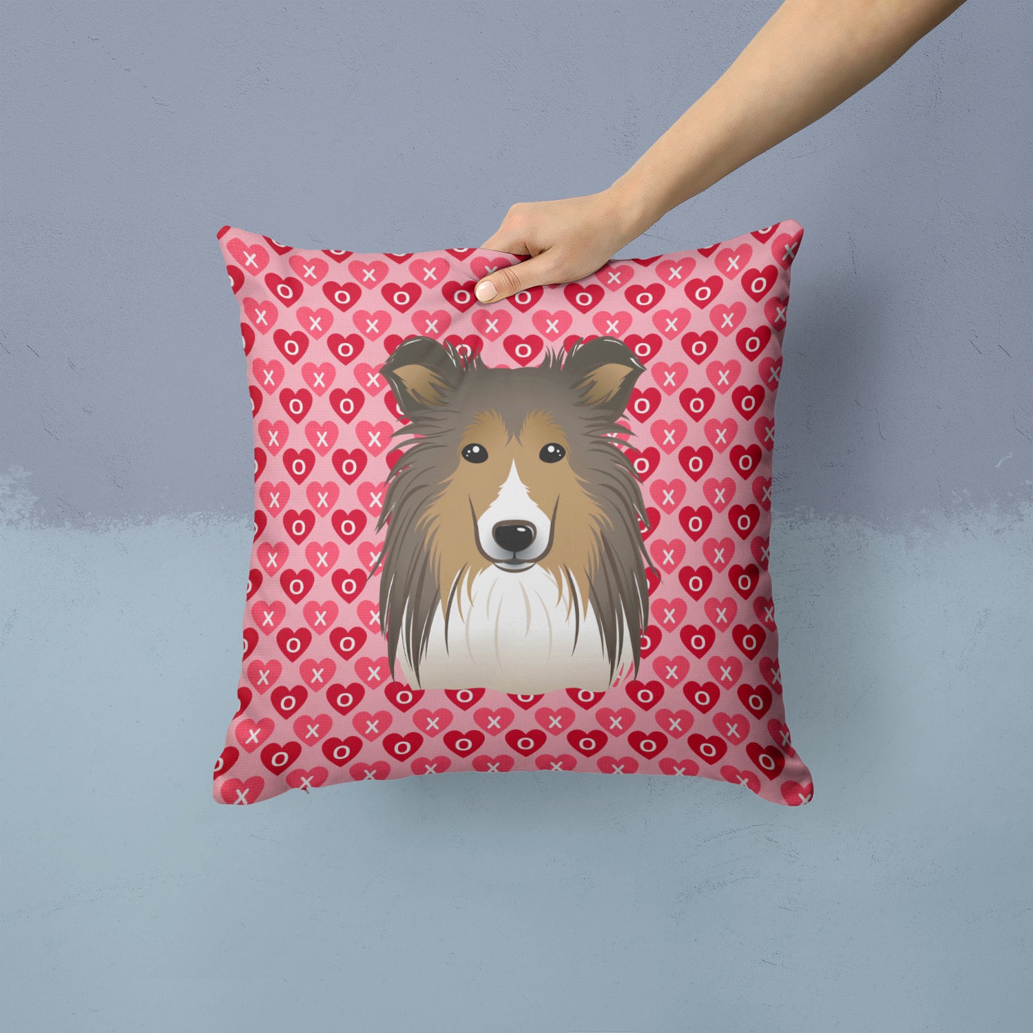 Sheltie Hearts Fabric Decorative Pillow BB5312PW1414 - the-store.com