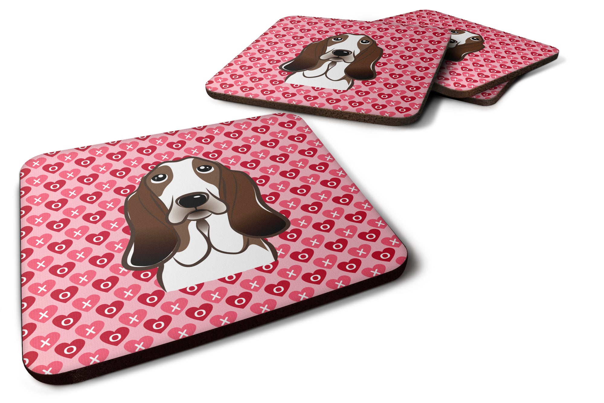 Basset Hound Hearts Foam Coaster Set of 4 BB5313FC - the-store.com