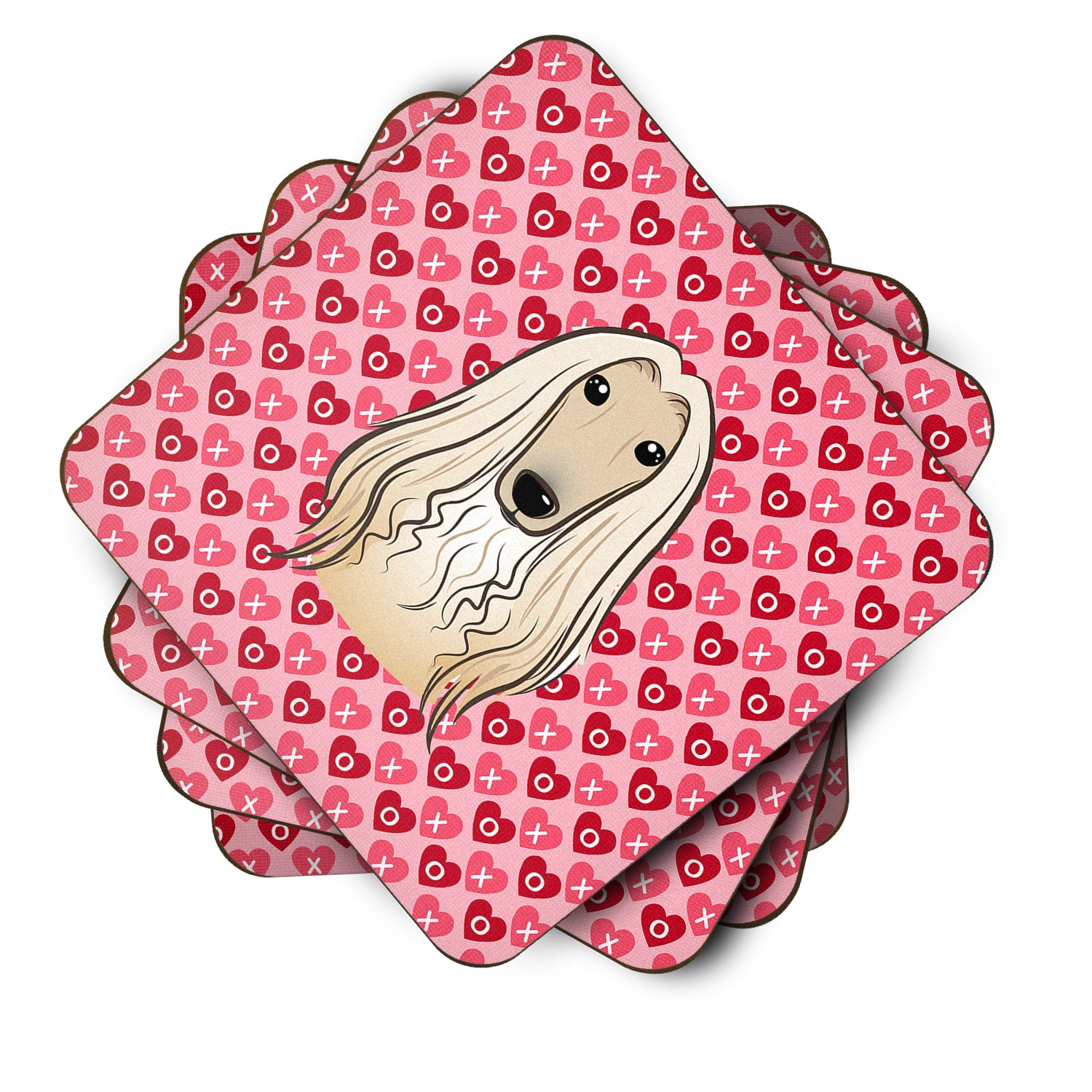 Afghan Hound Hearts Foam Coaster Set of 4 BB5314FC - the-store.com