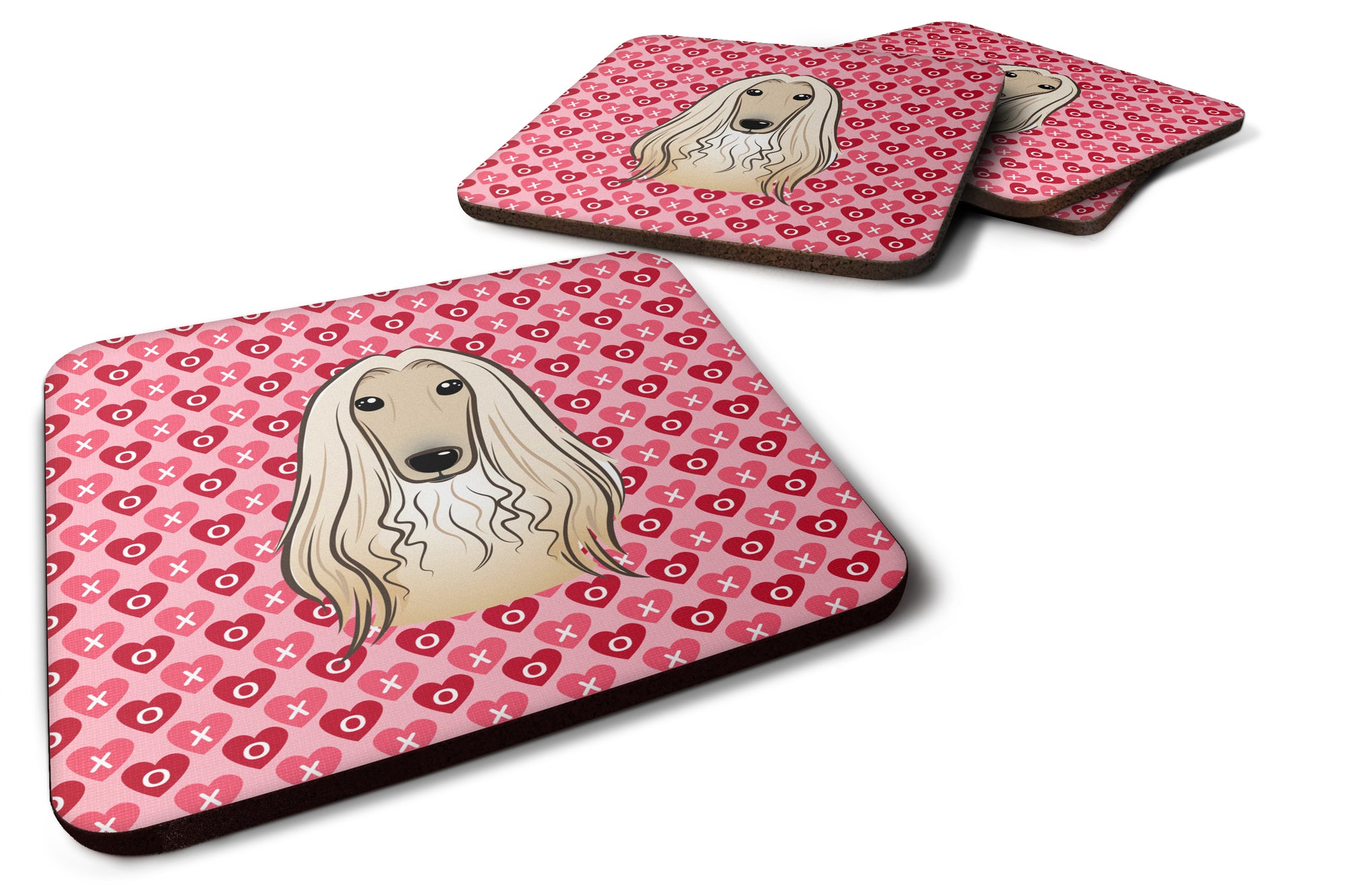 Afghan Hound Hearts Foam Coaster Set of 4 BB5314FC - the-store.com