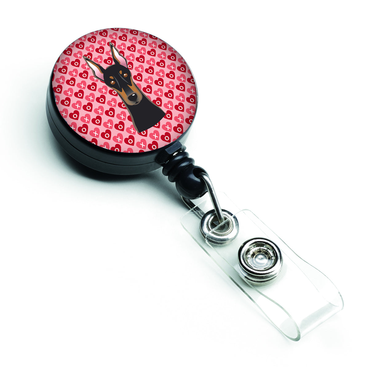 Doberman Pinscher Hearts Retractable Badge Reel BB5315BR  the-store.com.