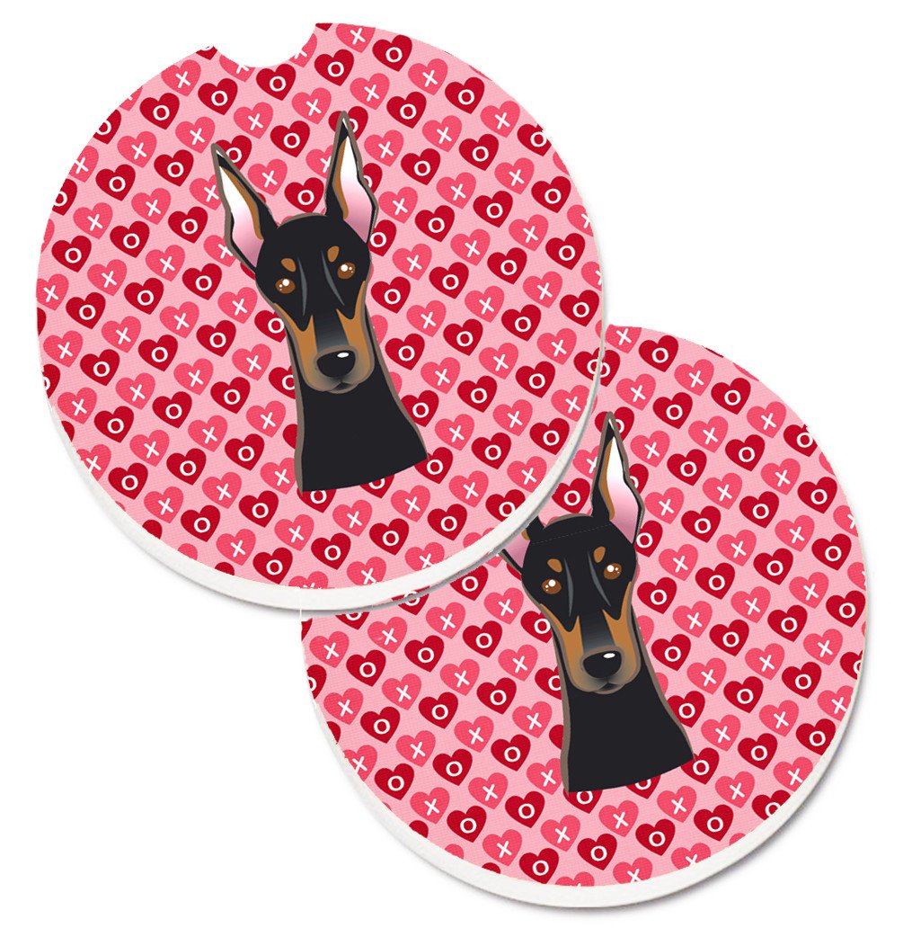 Doberman Pinscher Hearts Set of 2 Cup Holder Car Coasters BB5315CARC by Caroline's Treasures