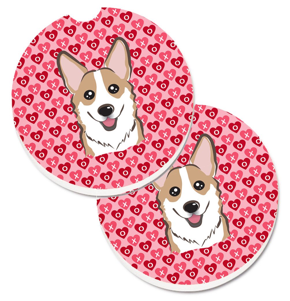 Sable Corgi Hearts Set of 2 Cup Holder Car Coasters BB5323CARC by Caroline&#39;s Treasures