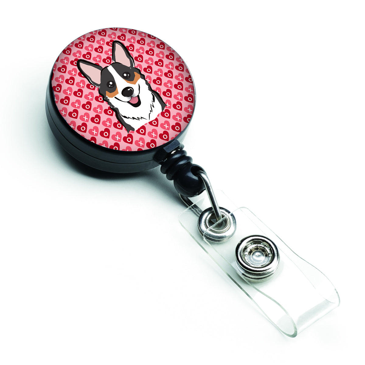 Tricolor Corgi Hearts Retractable Badge Reel BB5325BR  the-store.com.