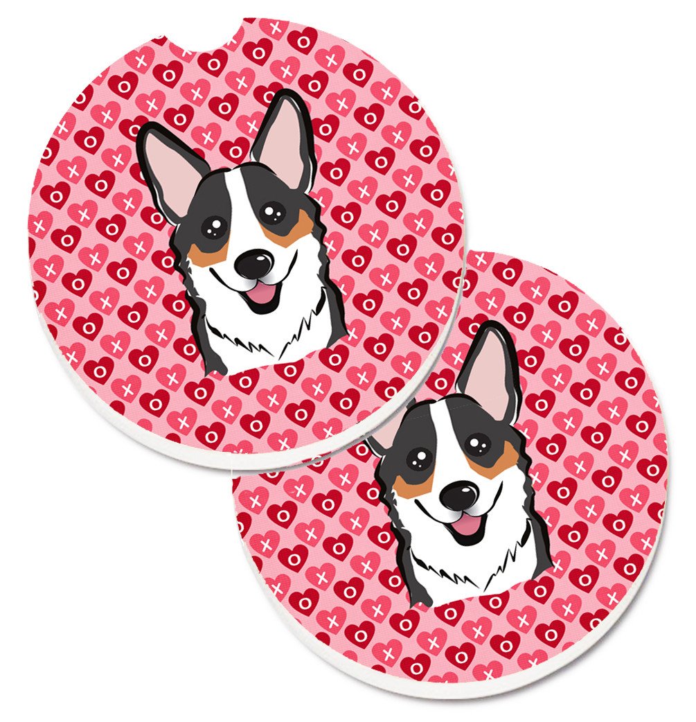 Tricolor Corgi Hearts Set of 2 Cup Holder Car Coasters BB5325CARC by Caroline&#39;s Treasures