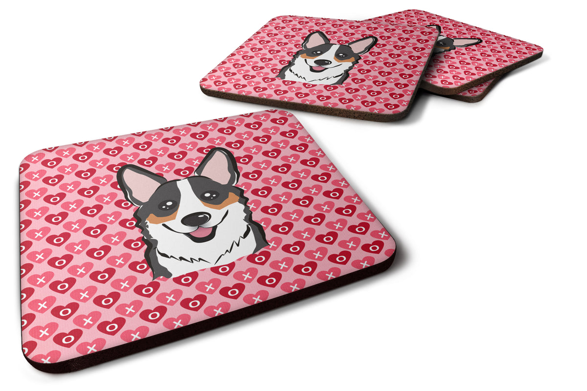 Tricolor Corgi Hearts Foam Coaster Set of 4 BB5325FC - the-store.com