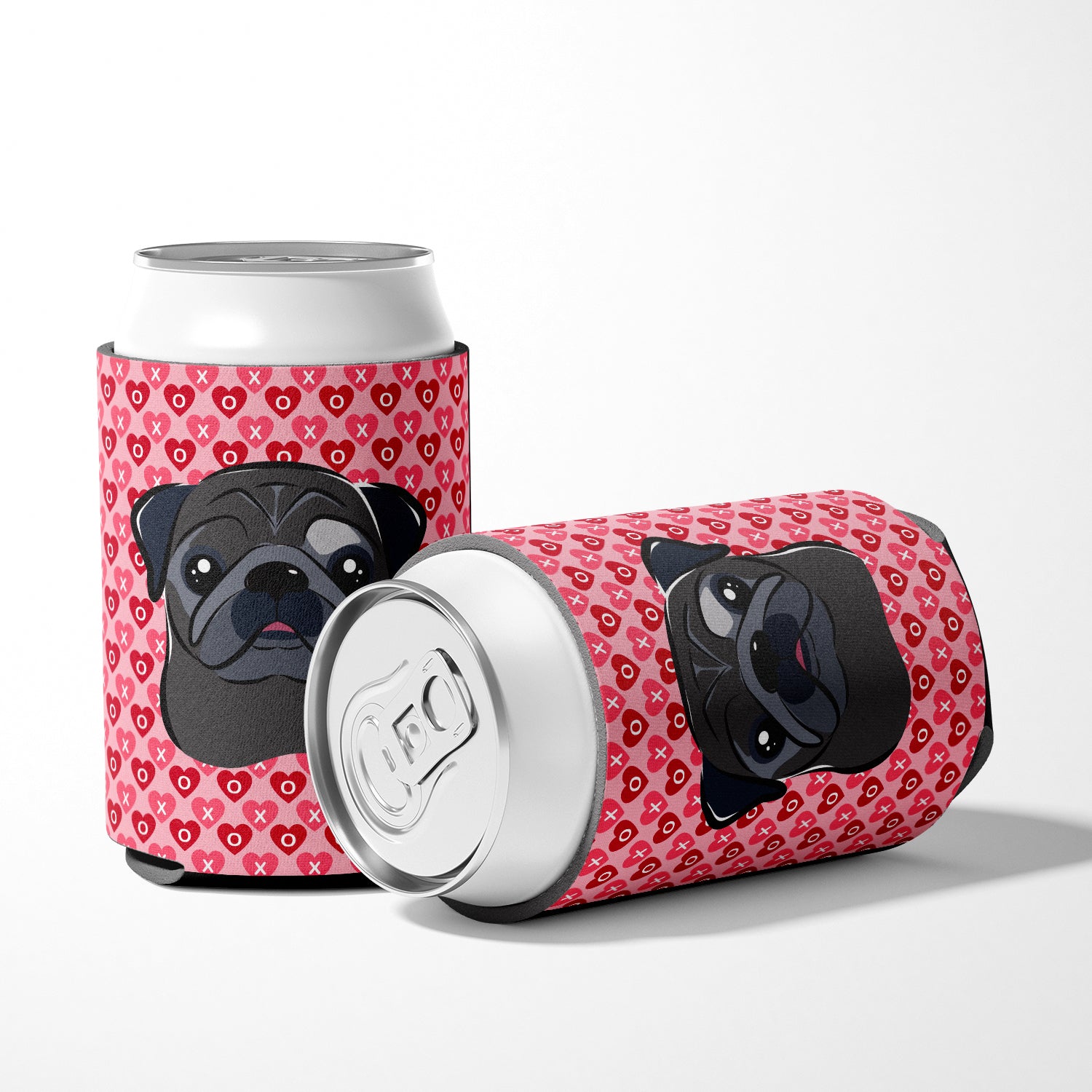 Black Pug Hearts Can or Bottle Hugger BB5333CC  the-store.com.