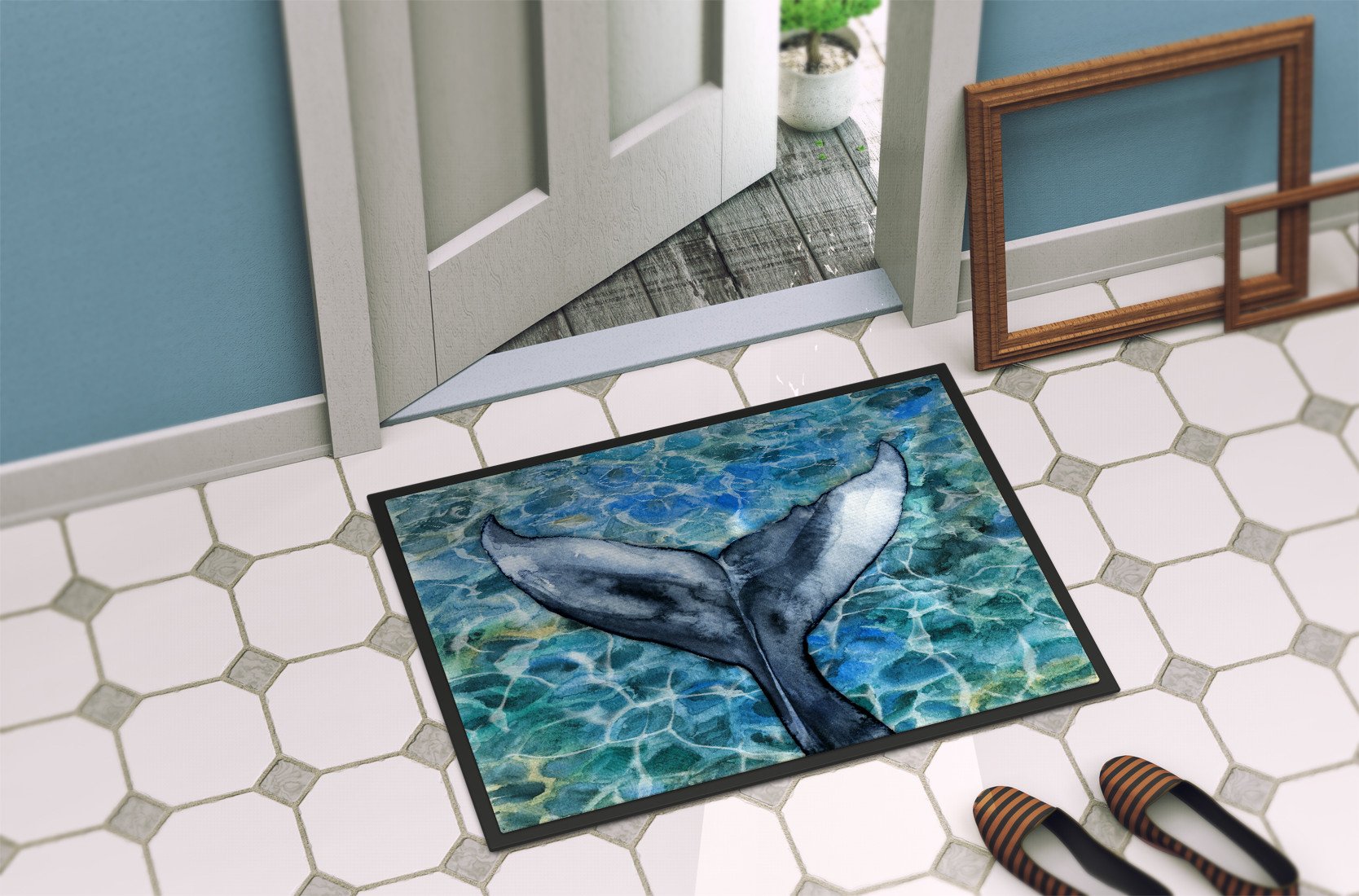 Whale Tail Indoor or Outdoor Mat 24x36 BB5337JMAT by Caroline's Treasures