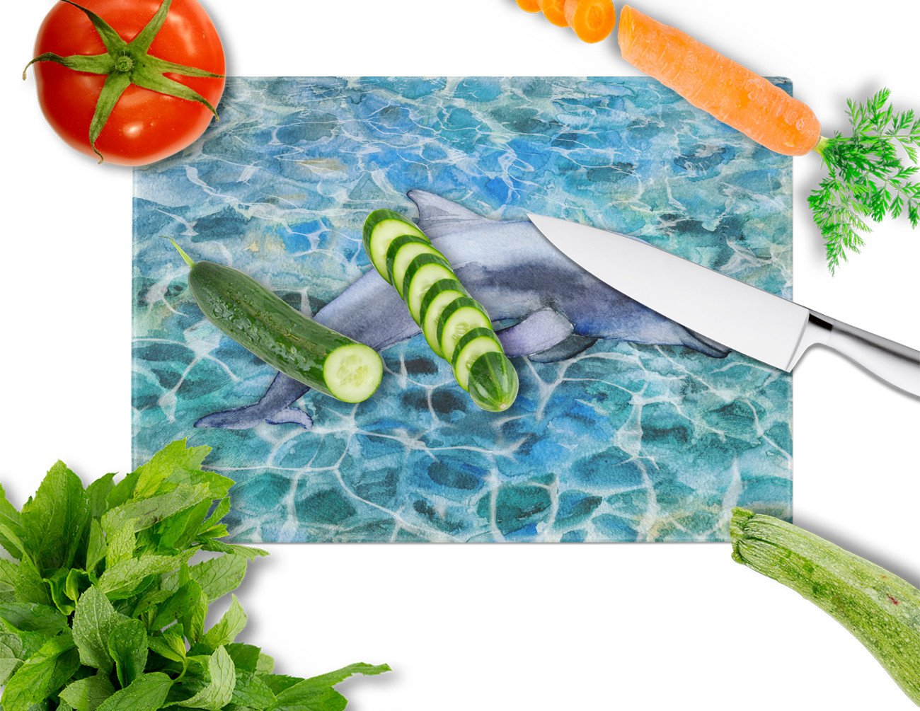 Dolphin Glass Cutting Board Large BB5339LCB by Caroline's Treasures