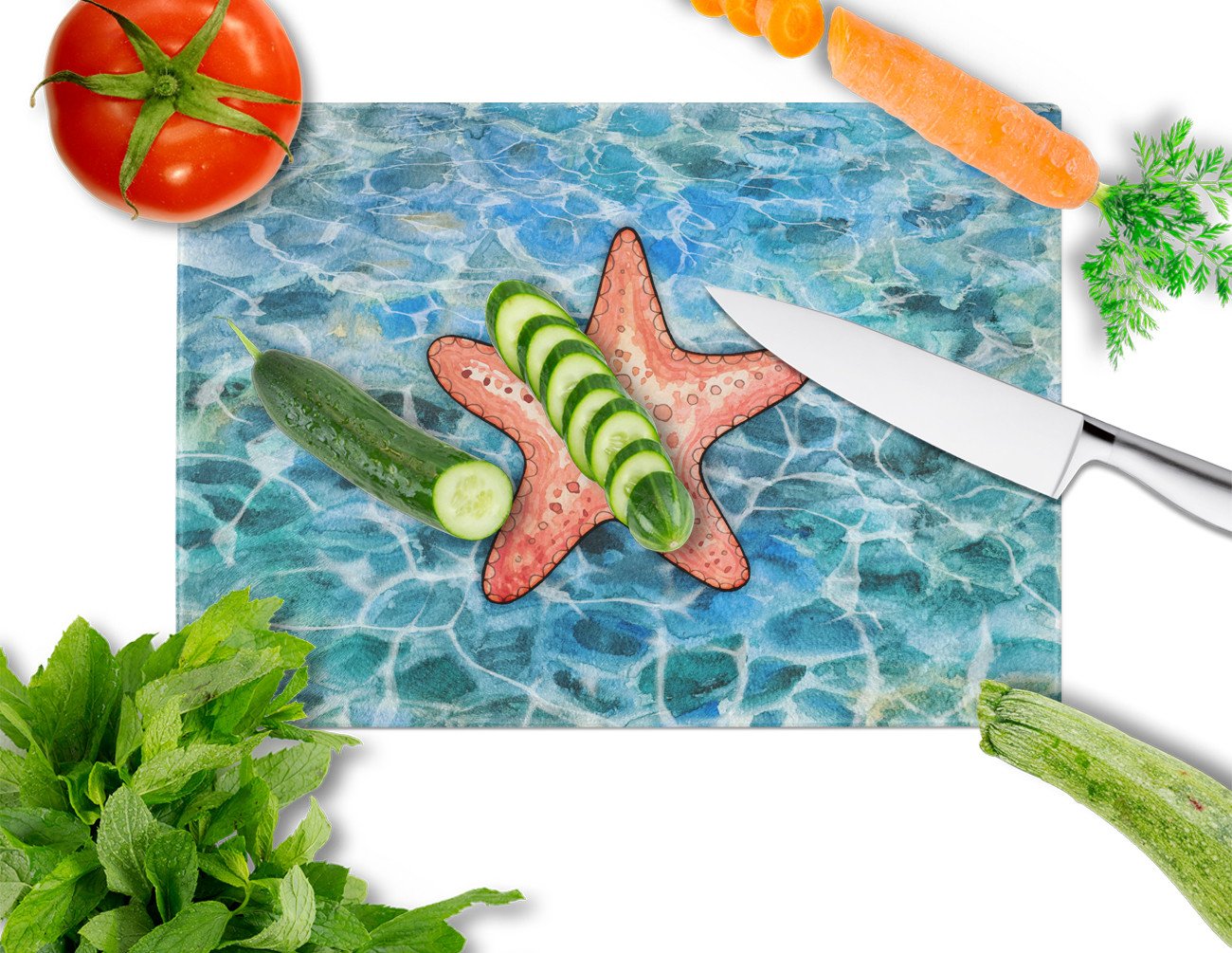 Starfish Glass Cutting Board Large BB5341LCB by Caroline's Treasures