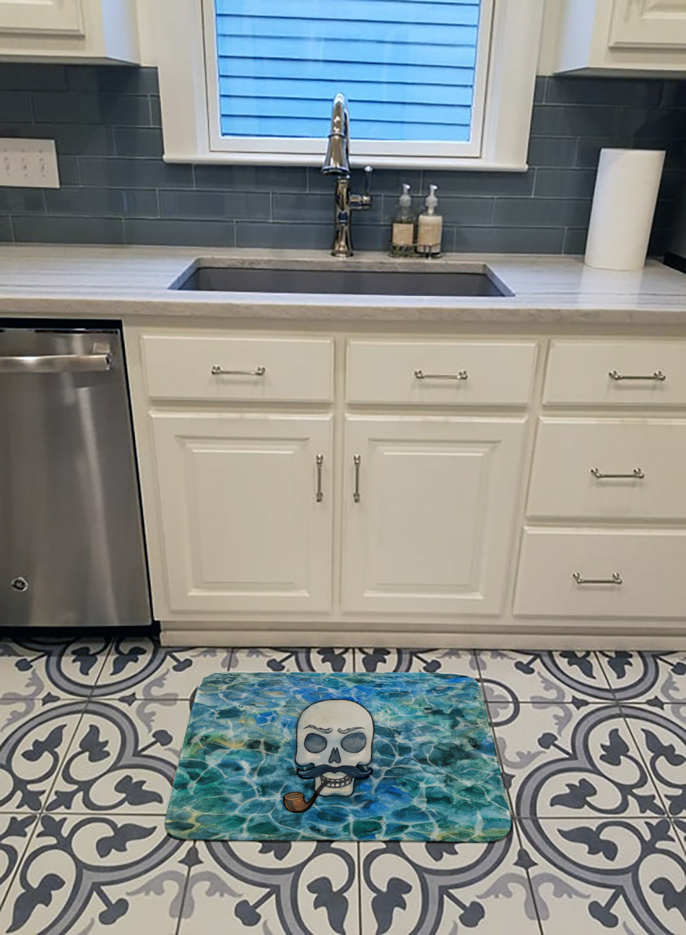 Skeleton Skull Pirate Machine Washable Memory Foam Mat BB5345RUG - the-store.com