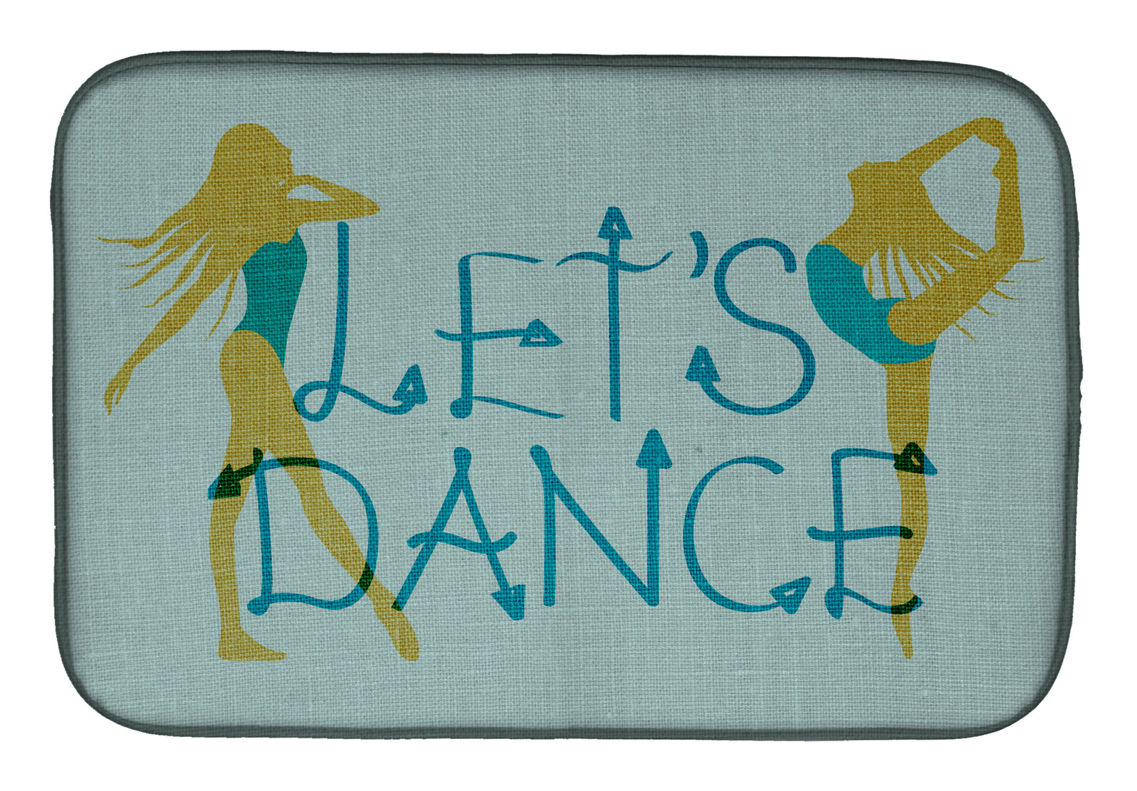 Let's Dance Linen Teal Dish Drying Mat BB5374DDM  the-store.com.