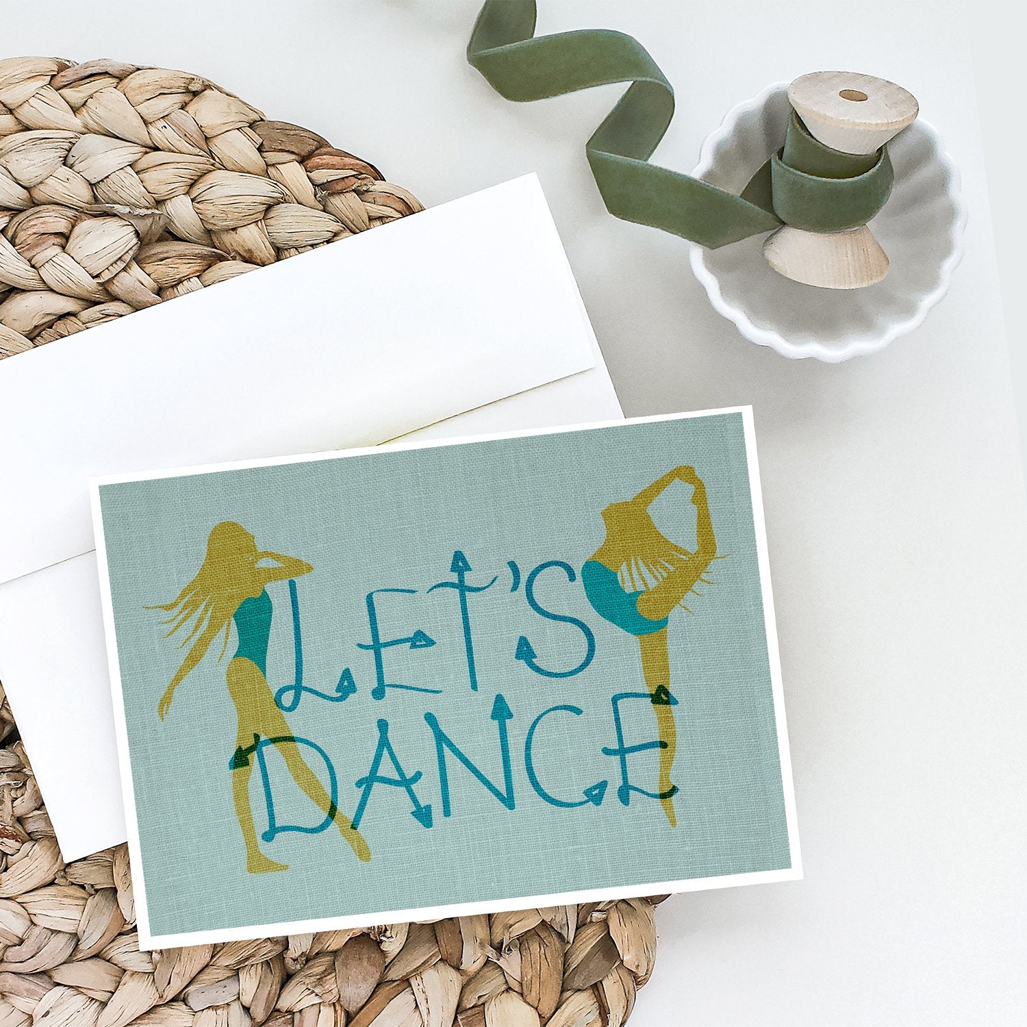 Buy this Let's Dance Linen Teal Greeting Cards and Envelopes Pack of 8