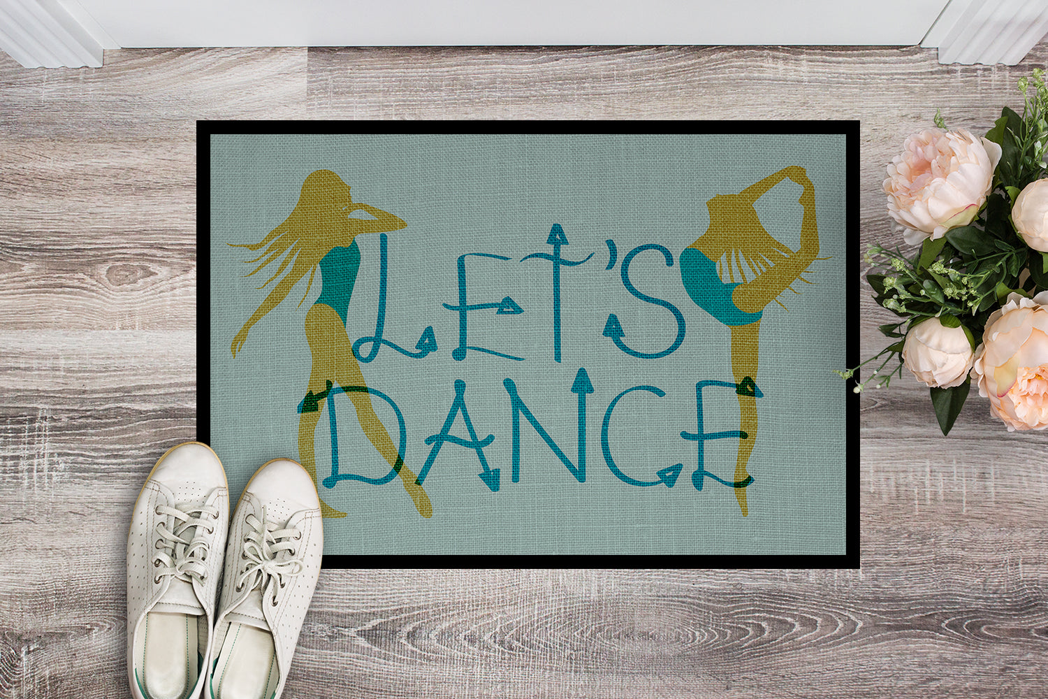 Let's Dance Linen Teal Indoor or Outdoor Mat 18x27 BB5374MAT - the-store.com