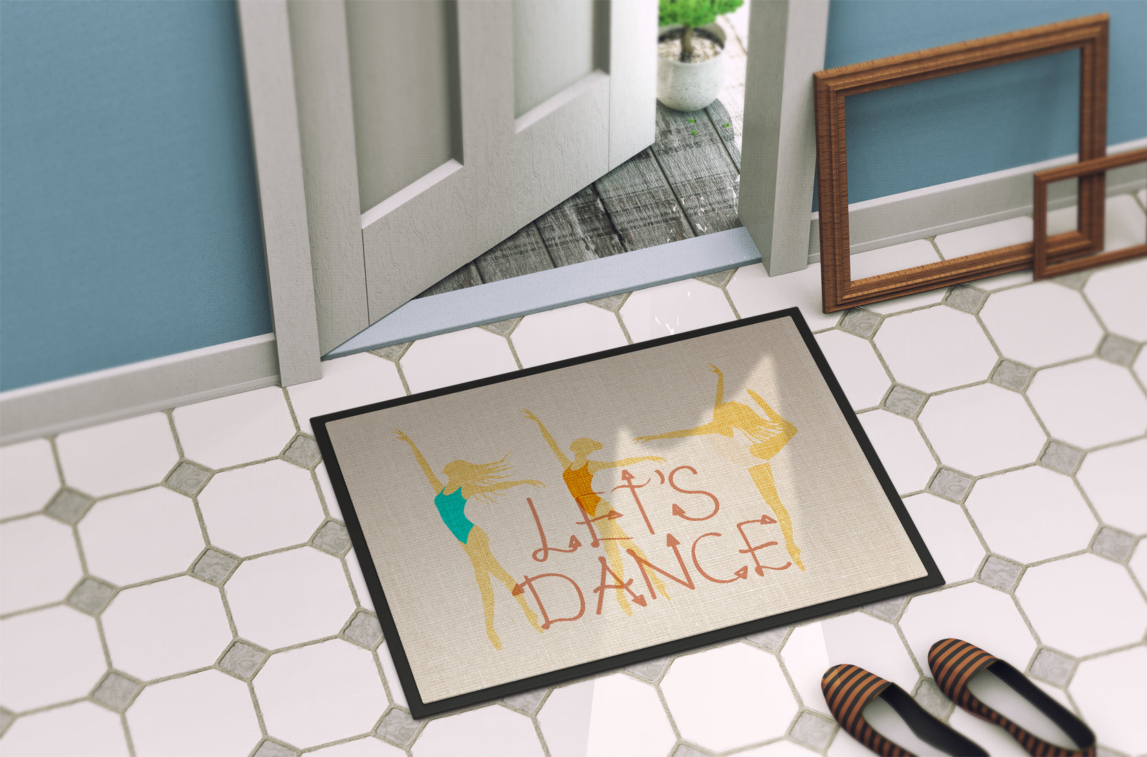 Let's Dance Linen Light Indoor or Outdoor Mat 18x27 BB5376MAT - the-store.com