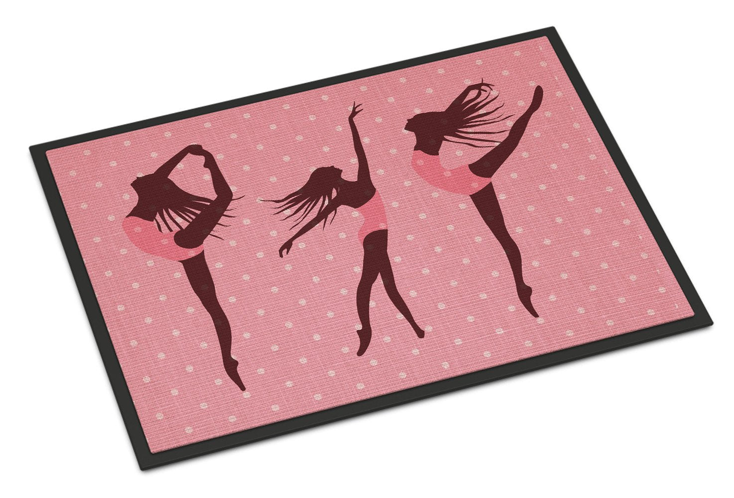 Dancers Linen Pink Polkadots Indoor or Outdoor Mat 24x36 BB5378JMAT by Caroline's Treasures