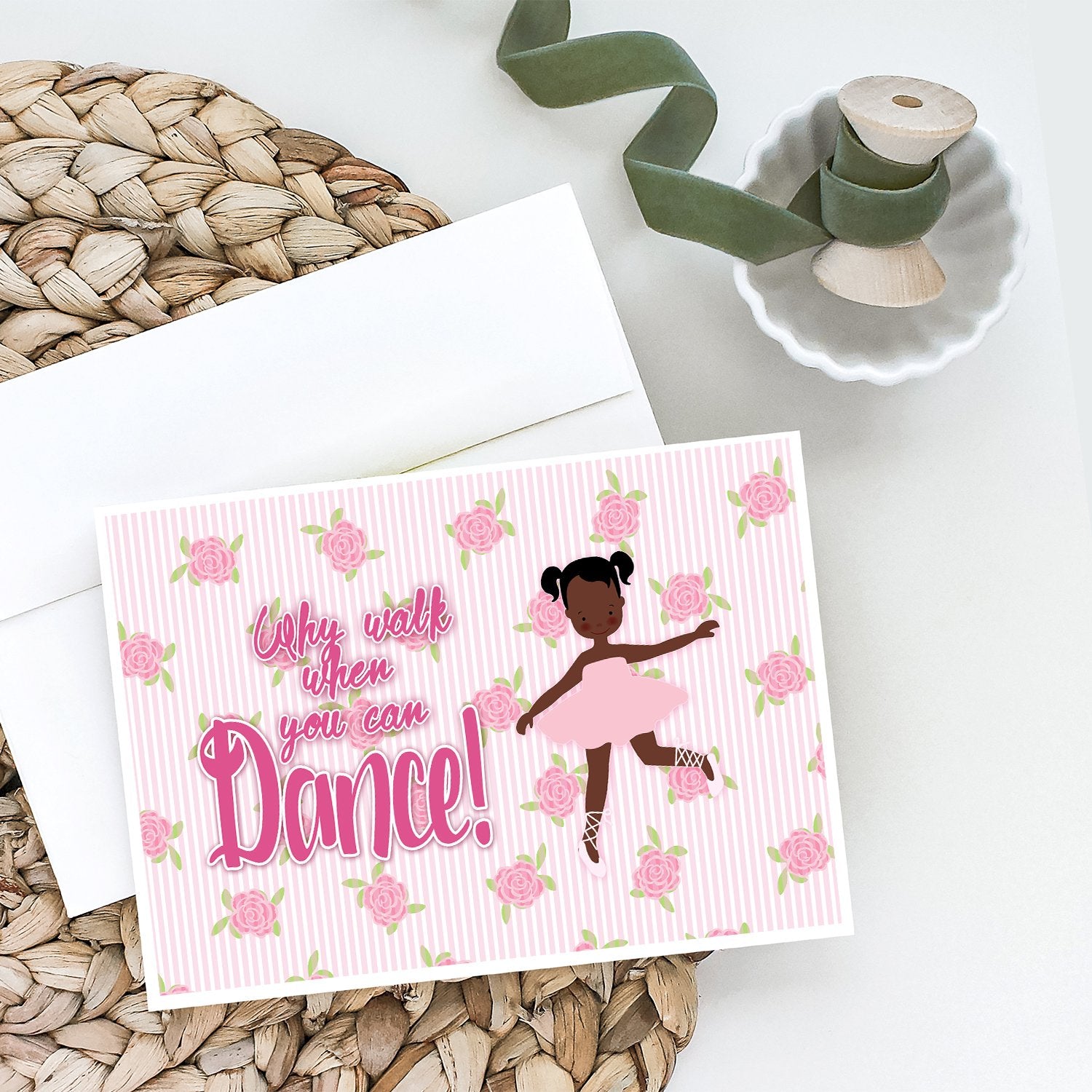 Buy this Ballet African American Pigtails Greeting Cards and Envelopes Pack of 8