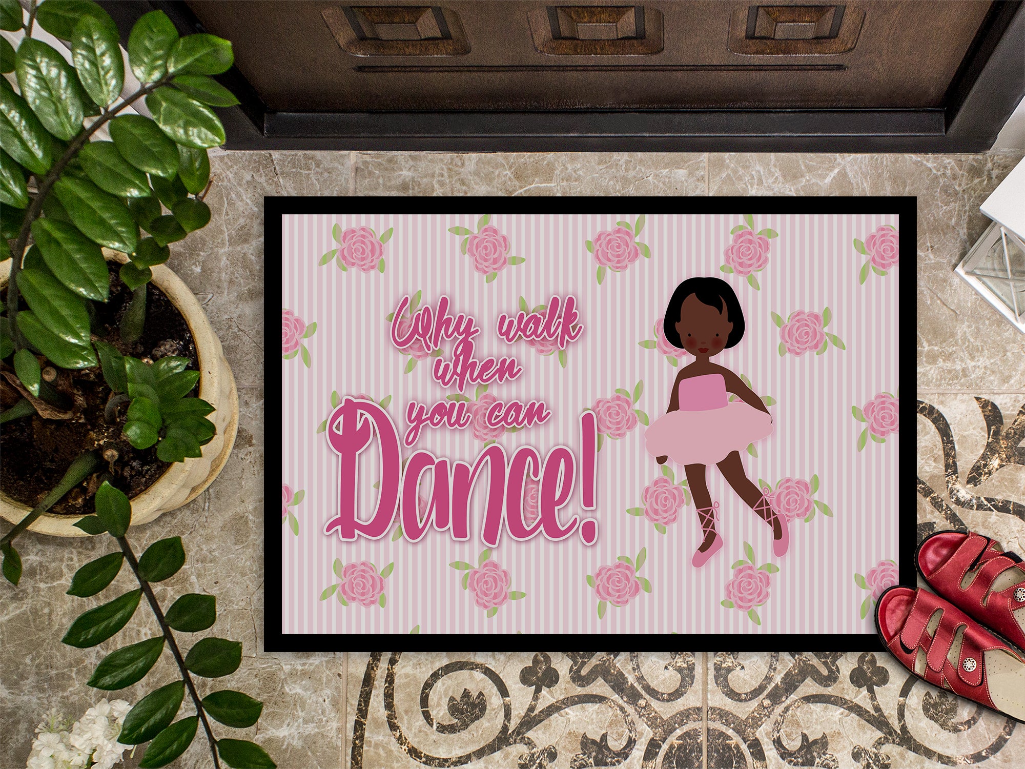 Ballet African American Short Hair Indoor or Outdoor Mat 18x27 BB5384MAT - the-store.com