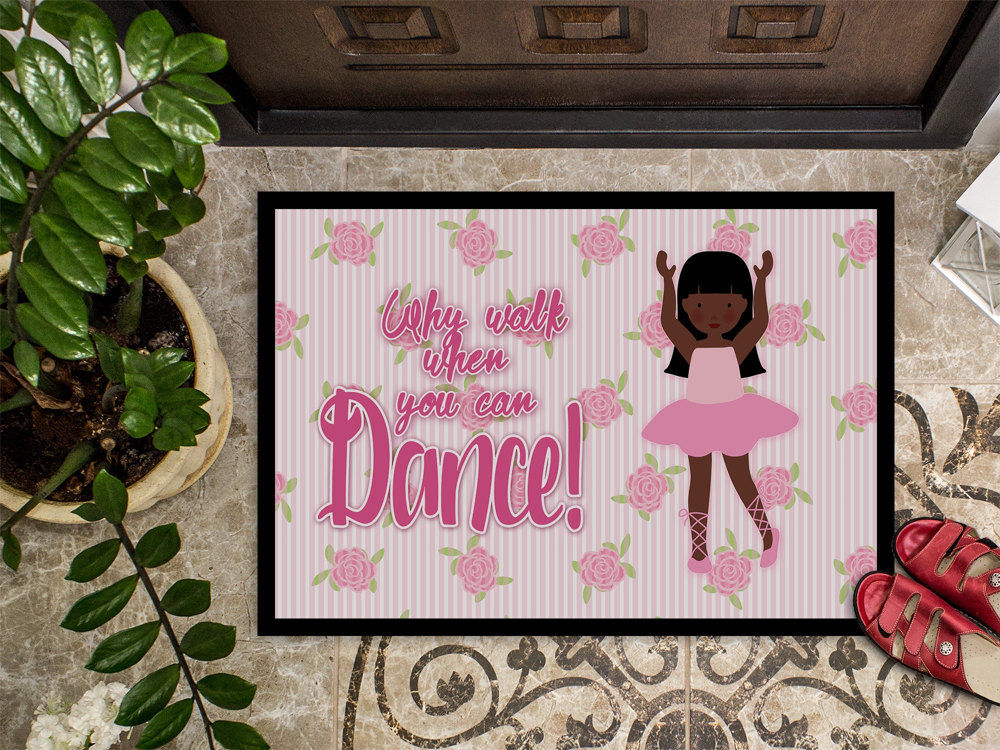 Ballet Long Hair African American Indoor or Outdoor Mat 18x27 BB5389MAT - the-store.com