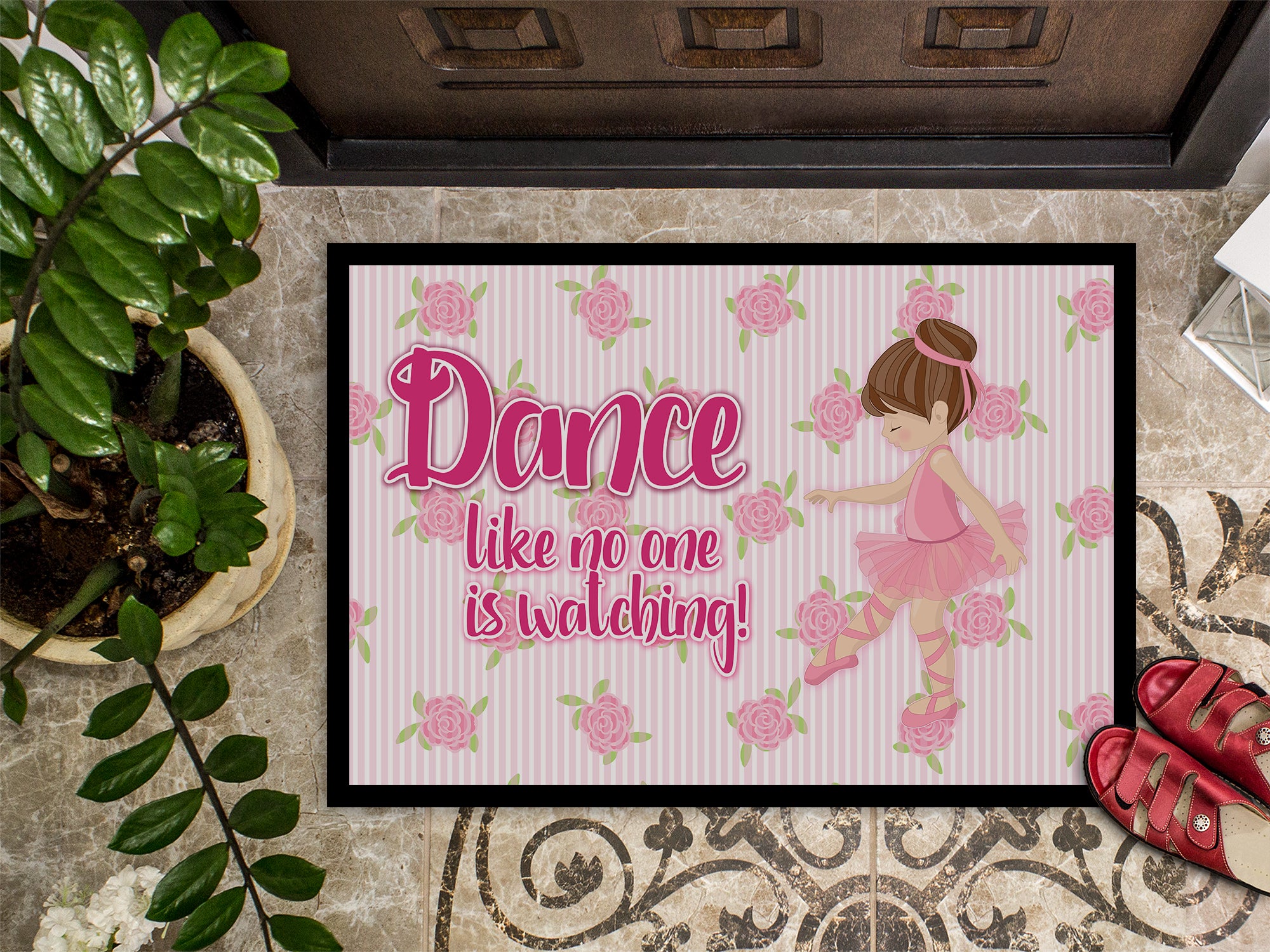 Ballet Dance Brunette Indoor or Outdoor Mat 18x27 BB5390MAT - the-store.com