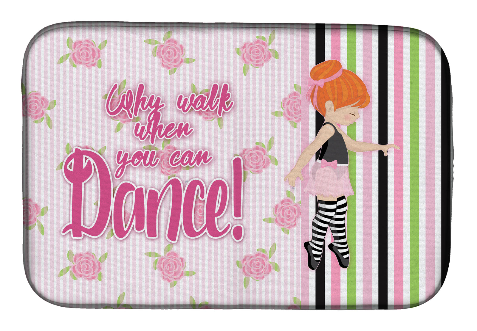 Ballet Dance Stripes Red Hair Dish Drying Mat BB5399DDM  the-store.com.