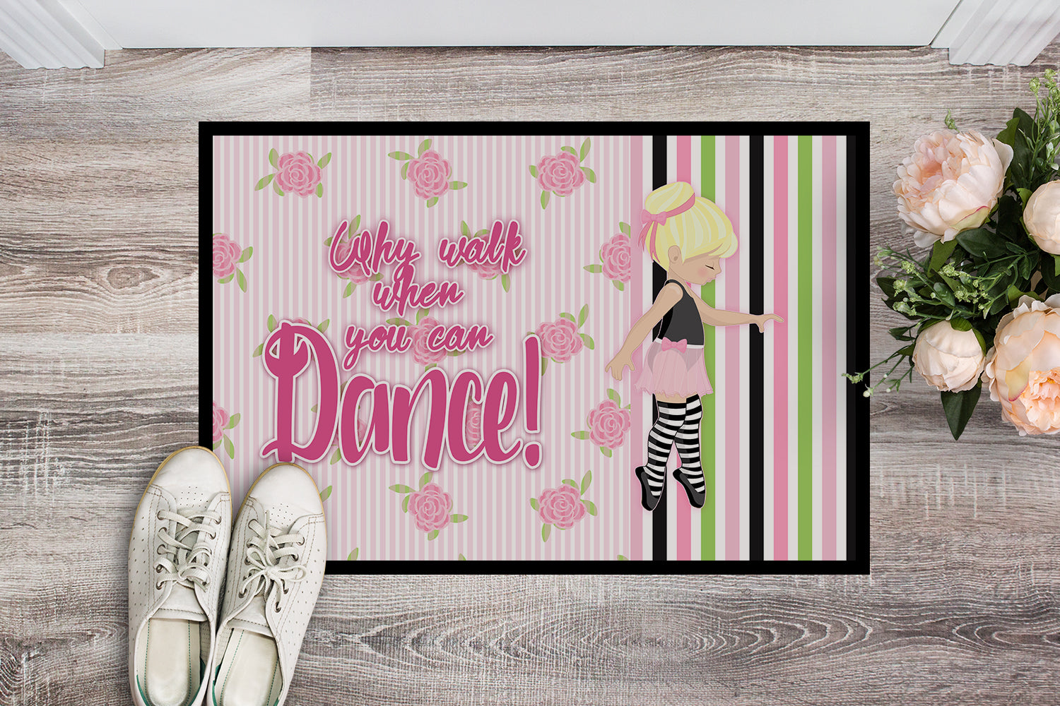 Ballet Dance Stripes Blonde Indoor or Outdoor Mat 18x27 BB5400MAT - the-store.com