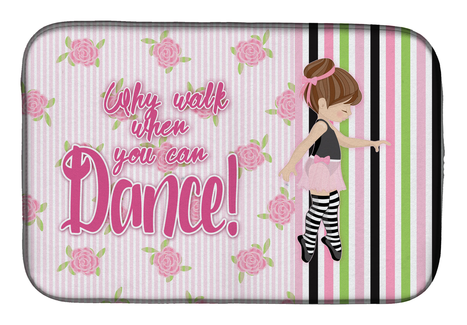 Ballet Dance Stripes Brunette Dish Drying Mat BB5401DDM  the-store.com.