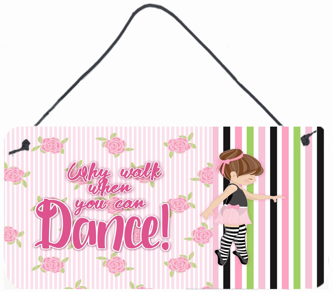 Ballet Dance Stripes Brunette Wall or Door Hanging Prints BB5401DS812 by Caroline's Treasures