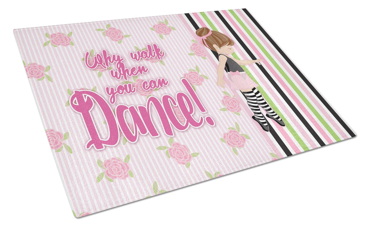 Ballet Dance Stripes Brunette Glass Cutting Board Large BB5401LCB by Caroline&#39;s Treasures