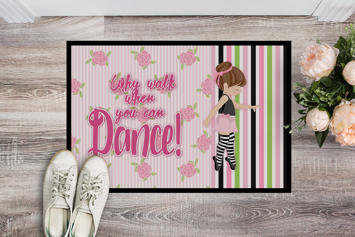 Ballet Dance Stripes Brunette Indoor or Outdoor Mat 18x27 BB5401MAT - the-store.com